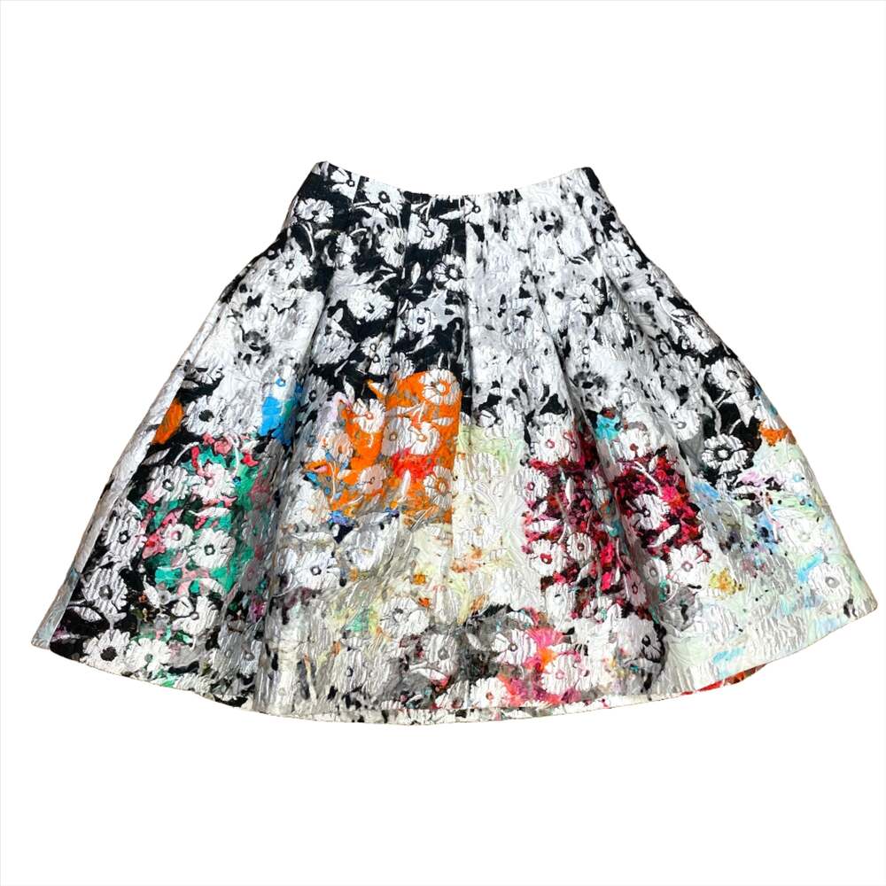 Oscar De La Renta Spring '16 Vintage Designer Floral Jacquard Skirt Made In USA